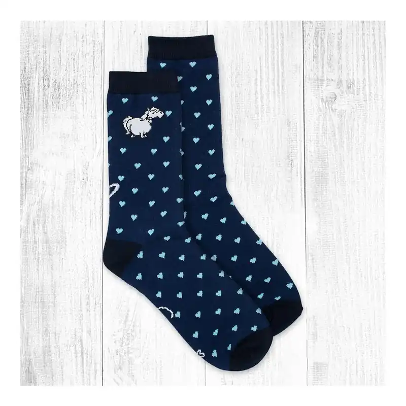 Meistverkauft Soulhorse Socken Herzen Damen - Navy