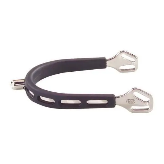 Zertifiziert Sprenger ULTRA fit EXTRA GRIP Edelstahlsporen - mit Balkenhol Schlaufe - 15mm Dorn abgerundet - Silber/Schwarz