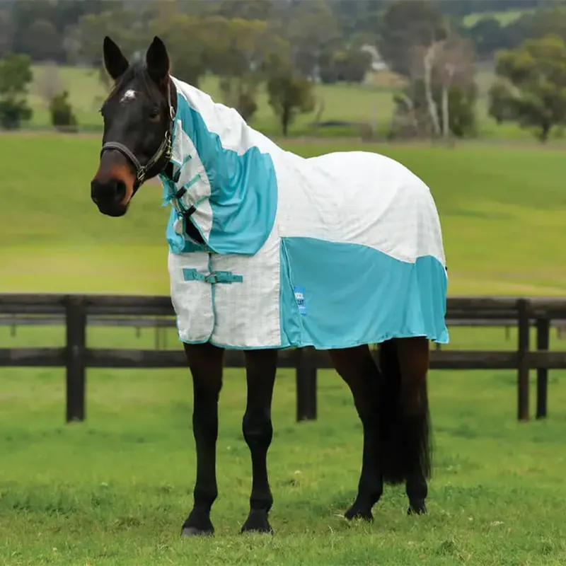 Bestpreis Weatherbeeta Kool Coat Cotton Airstream II Detach-A-Neck - White/Mint, 135