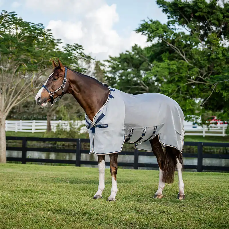 Wochenendangebot Horseware Rambo Protector - Silver/Navy/White/Beige, 165
