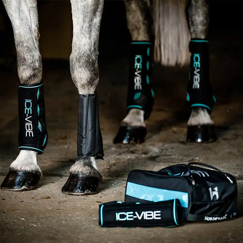 Aktuell Horseware Ice-Vibe Leg Wraps - Black/Aqua, Warmblut