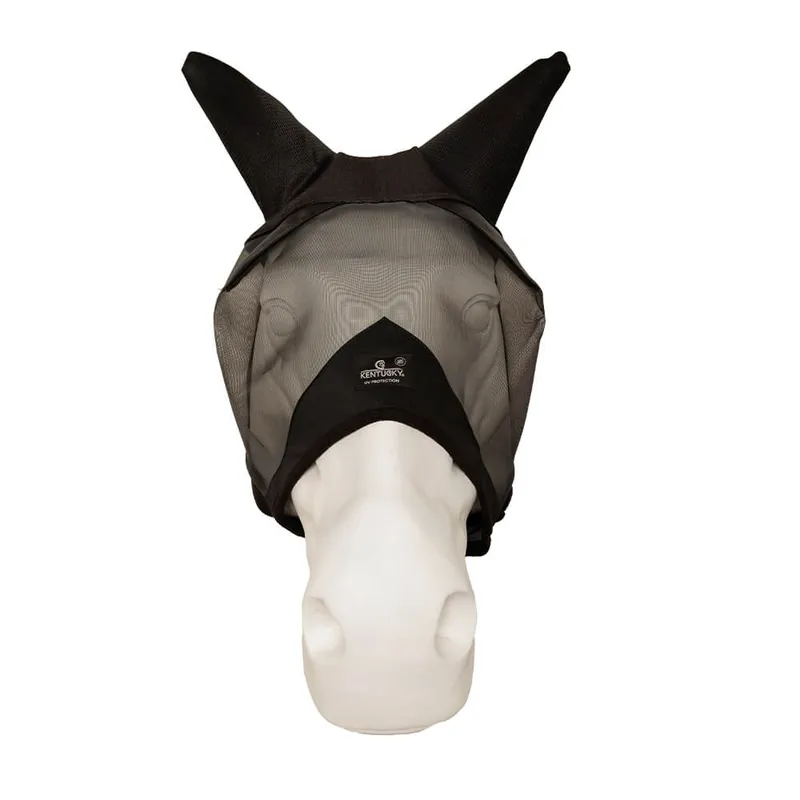 Preisknaller Kentucky Horsewear Fly Mask With Ears Soundless - Black, Vollblut