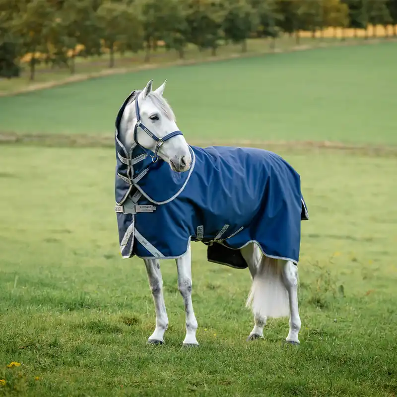 Zertifiziert Horseware Amigo 1200D FieldSafe Plus Turnout 50g - Navy/Titanium Grey & Silver, 160
