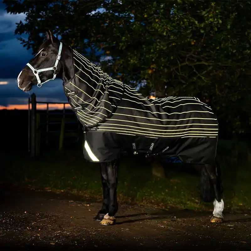 Zertifiziert Horseware Amigo 1200D FieldSafe Reflectech Plus Turnout 50g - Black/Reflective & Black, 125