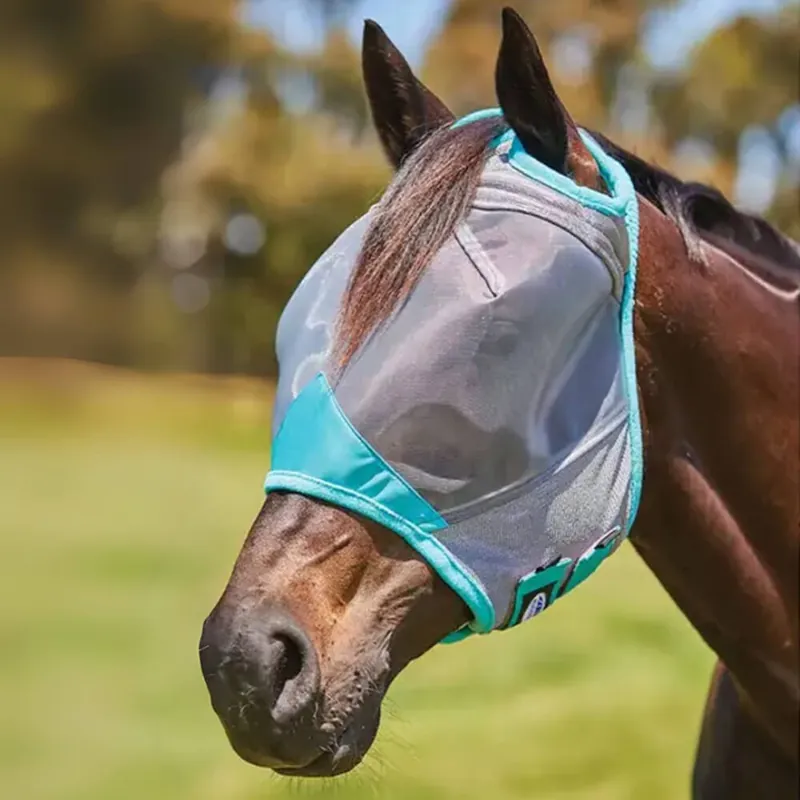 Finale Aktion Weatherbeeta Comfitec Deluxe Fine Mesh Mask - Grey/Turquoise, Warmblut