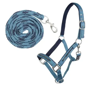 hkm sports halfter set mit karabinerhalen crystal weich unterlegt vollblut petrol navy Direkt Vom Hersteller