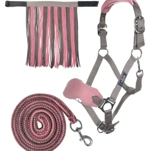 hkm sports halfter set mit karabiner fliegenfransen pony mokka milky pink Garantierte Lieferung