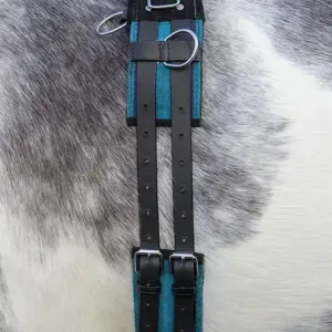 Abverkauf hkm sports longiergurt canvas mit doppelgriff pony navy sky blue