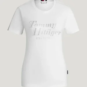 Echt tommy hilfiger equestrian damen rhinestonet shirt malibu sommer 2026 l optic white